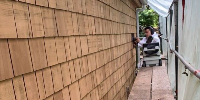 Restaining Cedar Shake Siding Sundeleaf Painting Portland Oregon